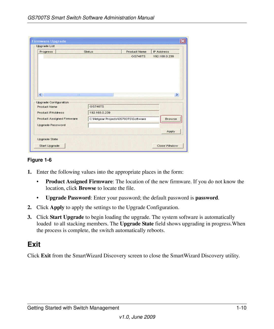 NETGEAR GS748TS manual Exit 