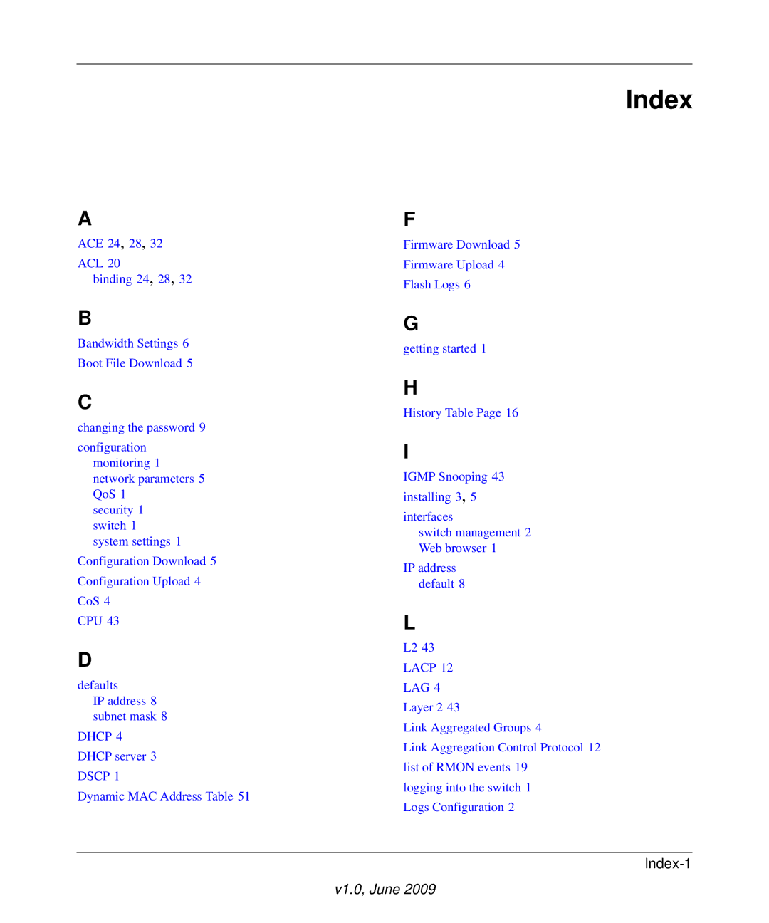 NETGEAR GS748TS manual Index 