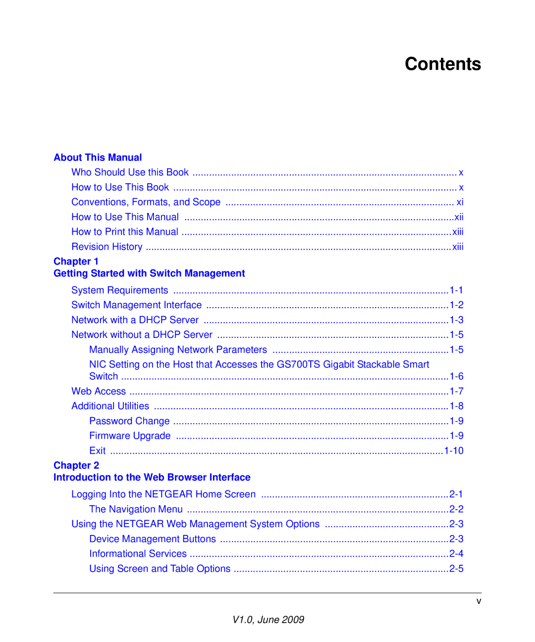 NETGEAR GS748TS manual Contents 