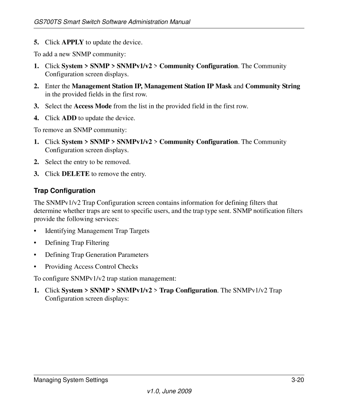 NETGEAR GS748TS manual Trap Configuration 