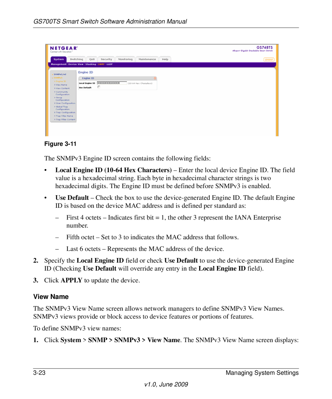 NETGEAR GS748TS manual View Name 