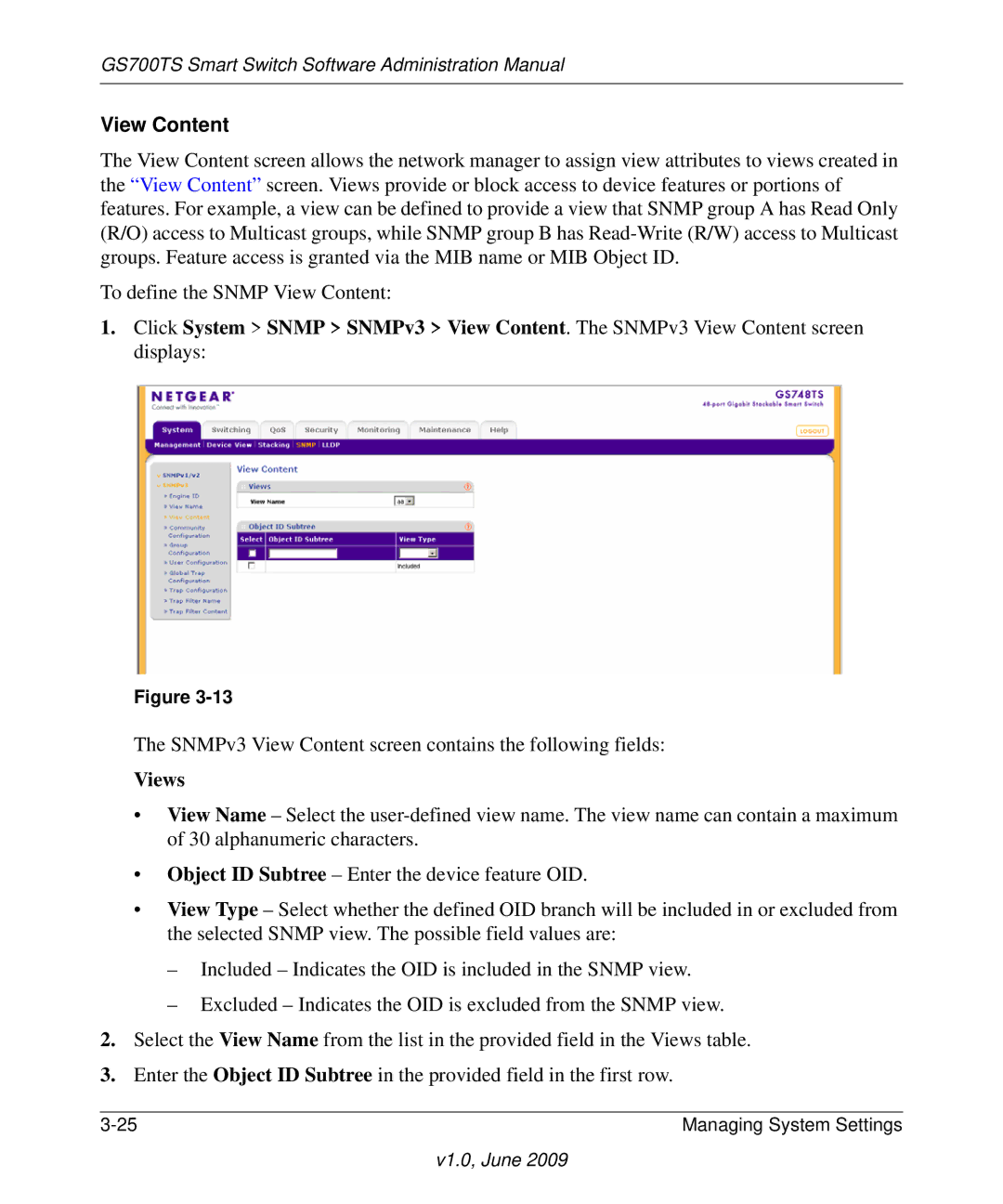 NETGEAR GS748TS manual View Content, Views 