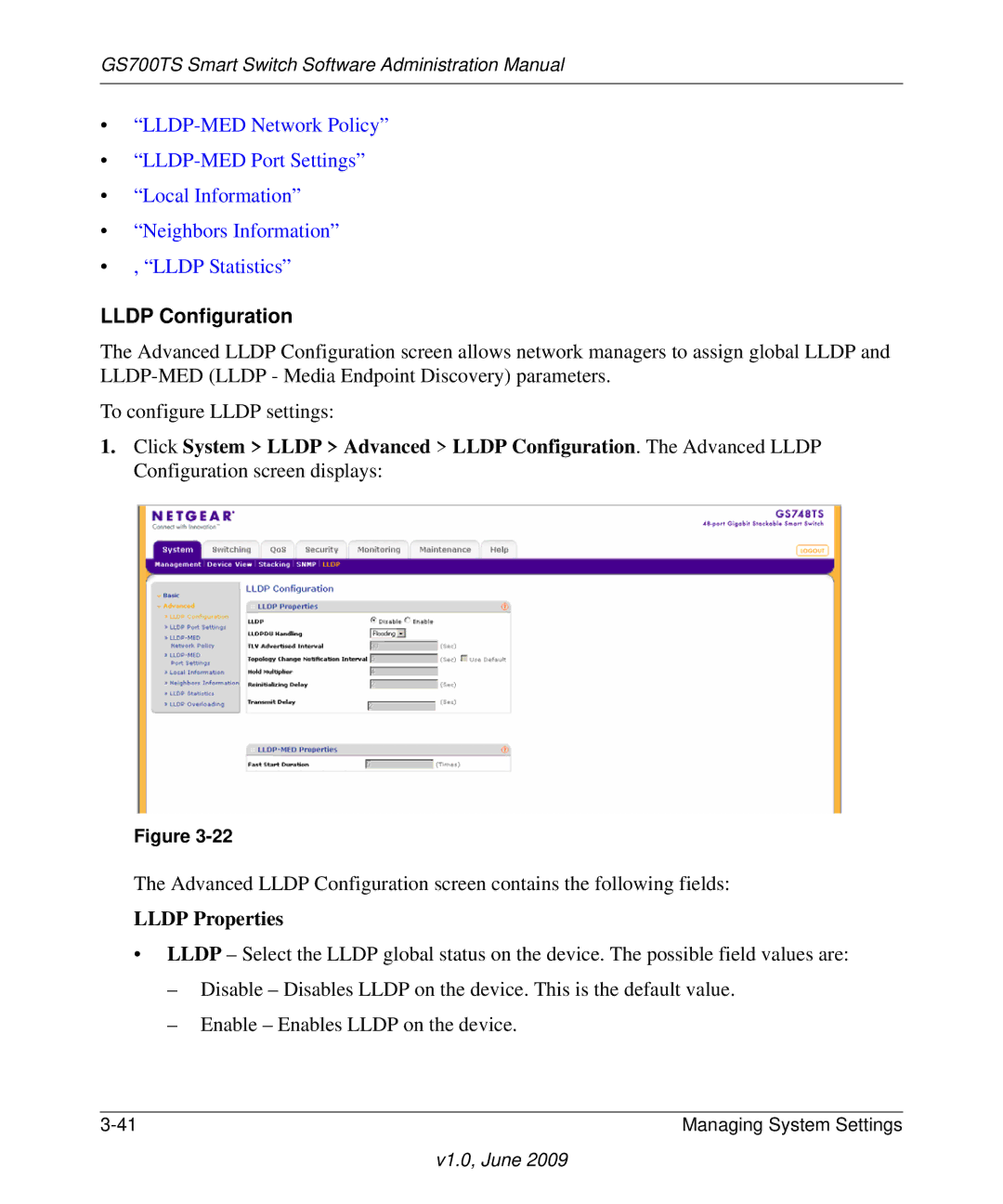 NETGEAR GS748TS manual Lldp Configuration 