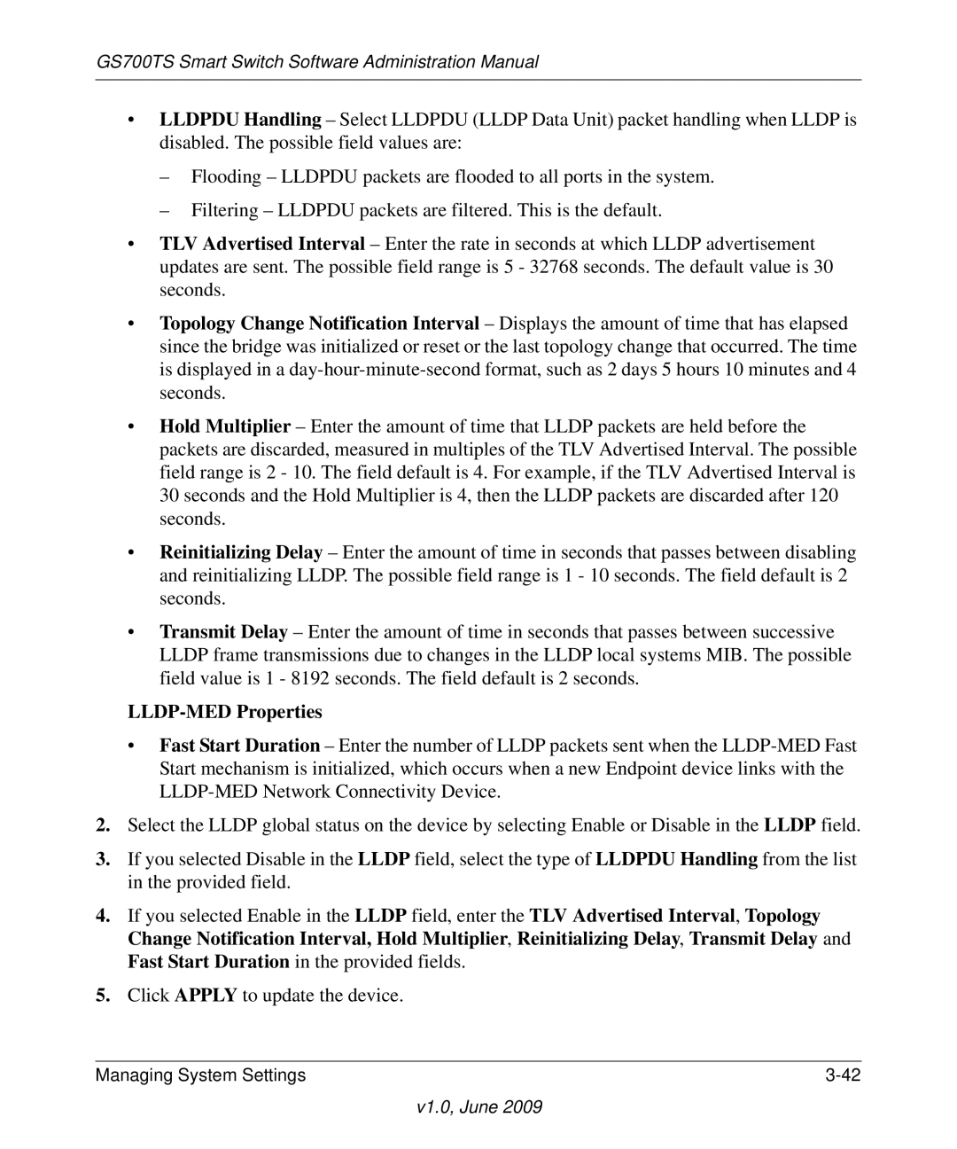 NETGEAR GS748TS manual LLDP-MED Properties 