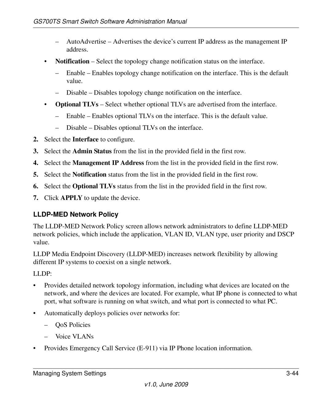 NETGEAR GS748TS manual LLDP-MED Network Policy, Lldp 