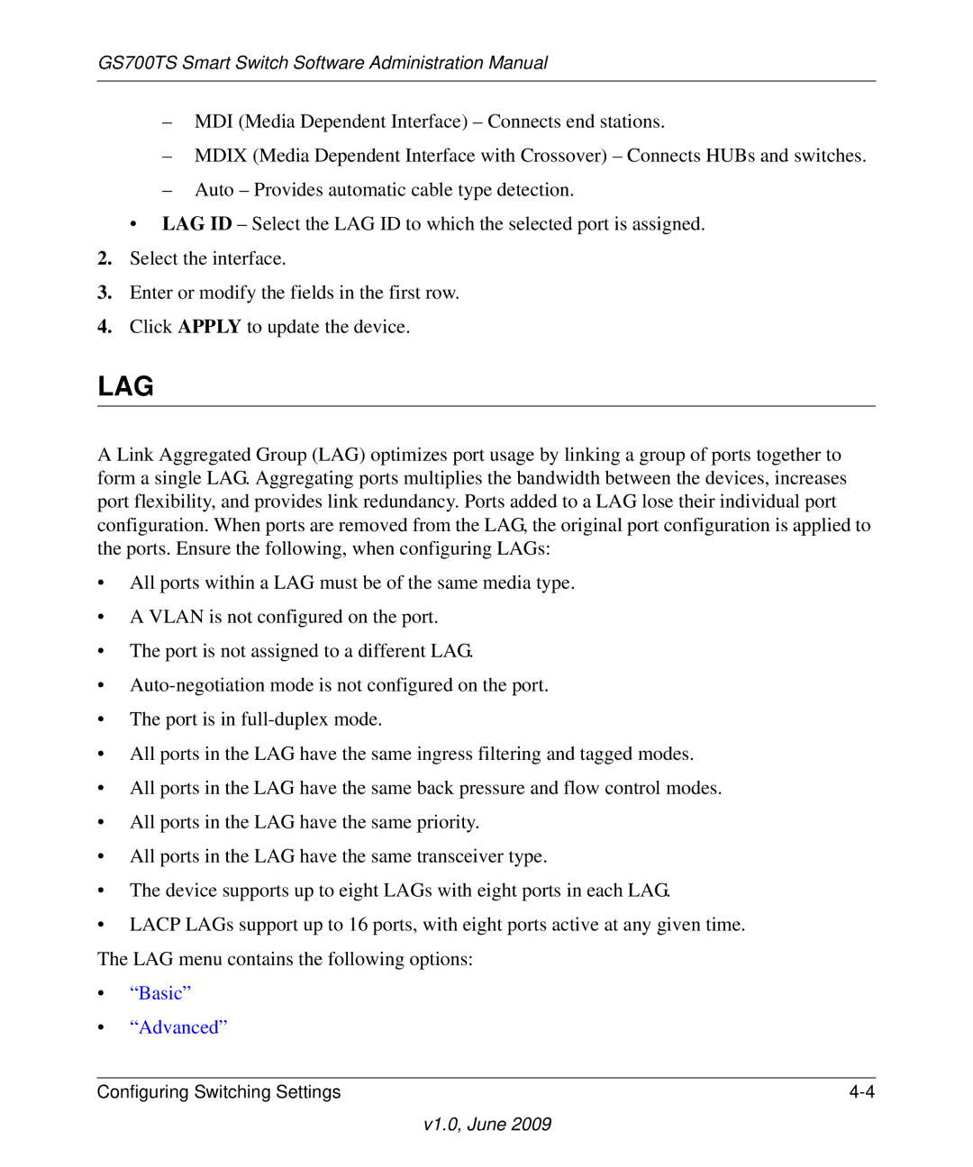 NETGEAR GS748TS manual Lag 