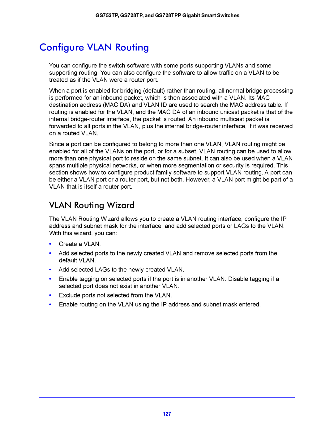 NETGEAR GS728TPP, GS752TP manual Configure Vlan Routing, Vlan Routing Wizard 