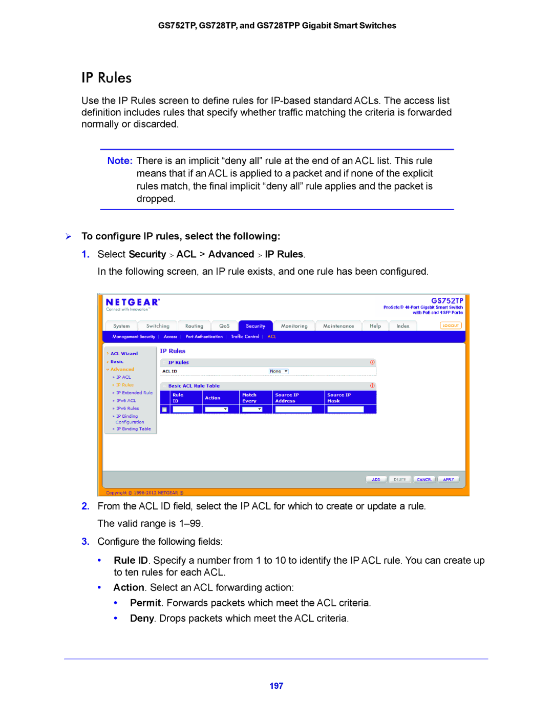 NETGEAR GS752TP, GS728TPP manual IP Rules 