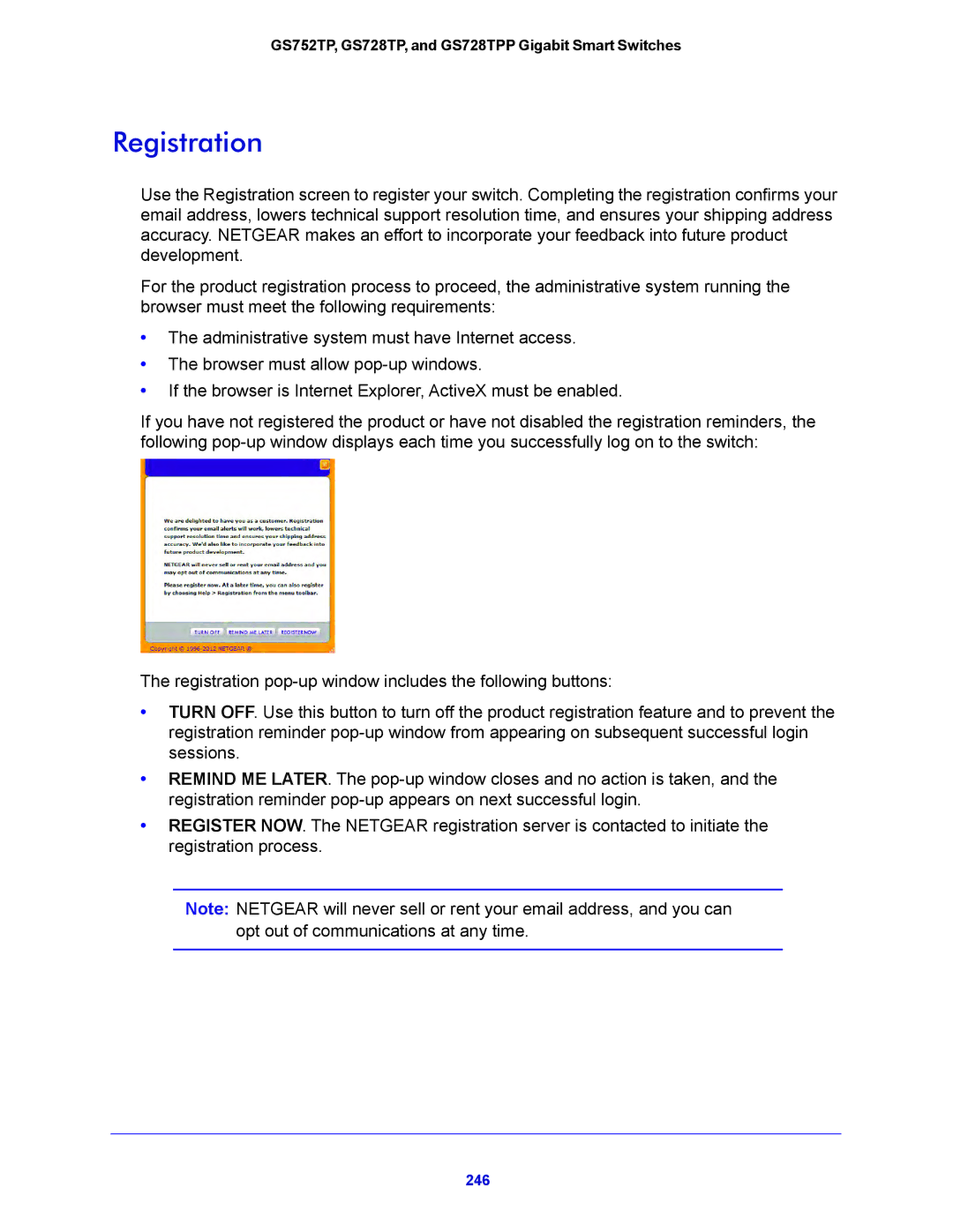 NETGEAR GS752TP, GS728TPP manual Registration 