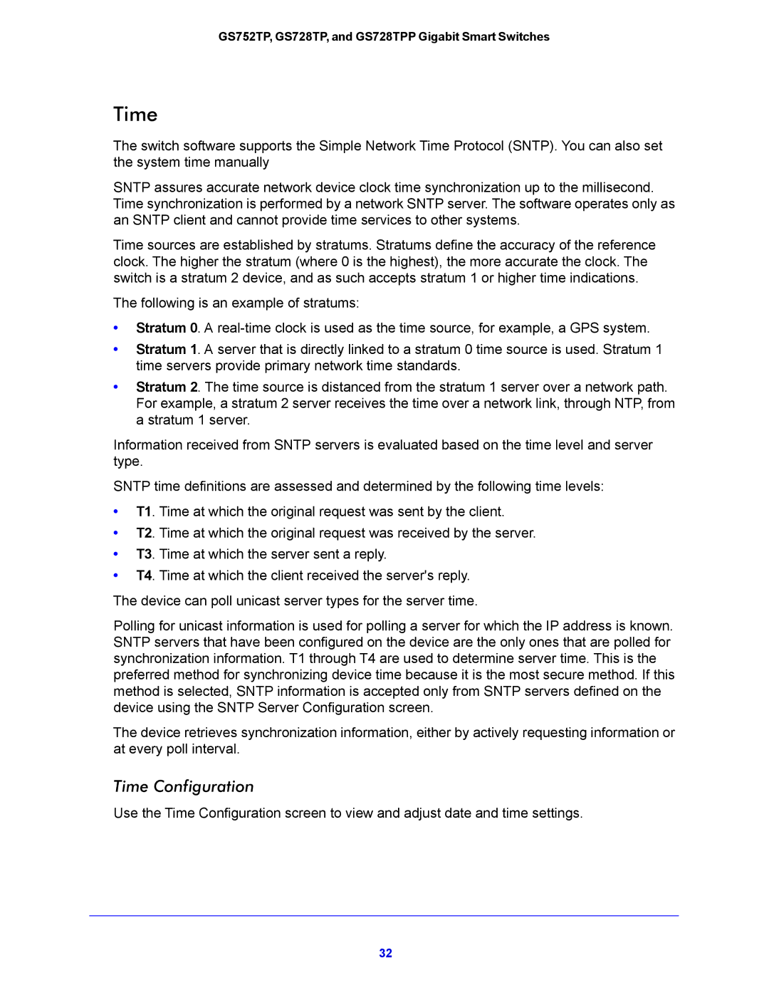 NETGEAR GS752TP, GS728TPP manual Time Configuration 