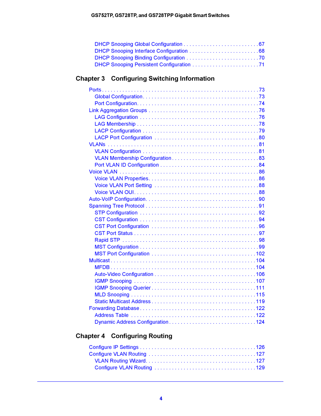 NETGEAR GS728TPP, GS752TP manual Configuring Switching Information 