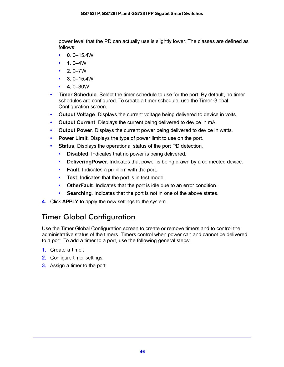 NETGEAR GS728TPP, GS752TP manual Timer Global Configuration 