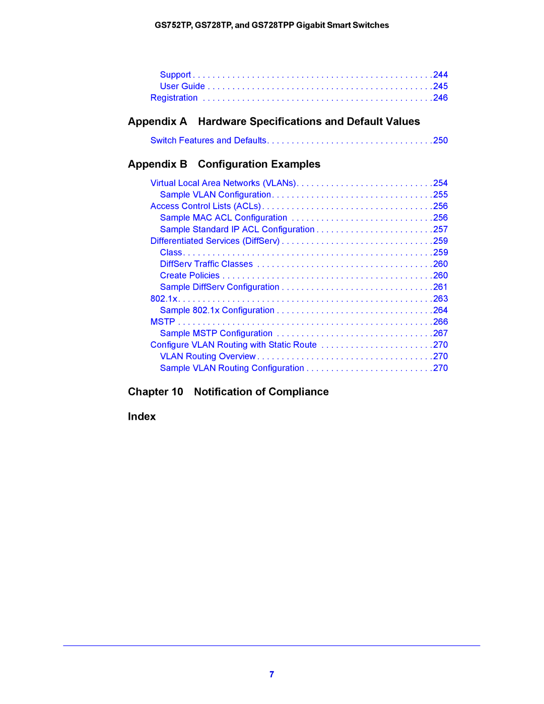 NETGEAR GS728TPP, GS752TP manual Appendix a Hardware Specifications and Default Values 