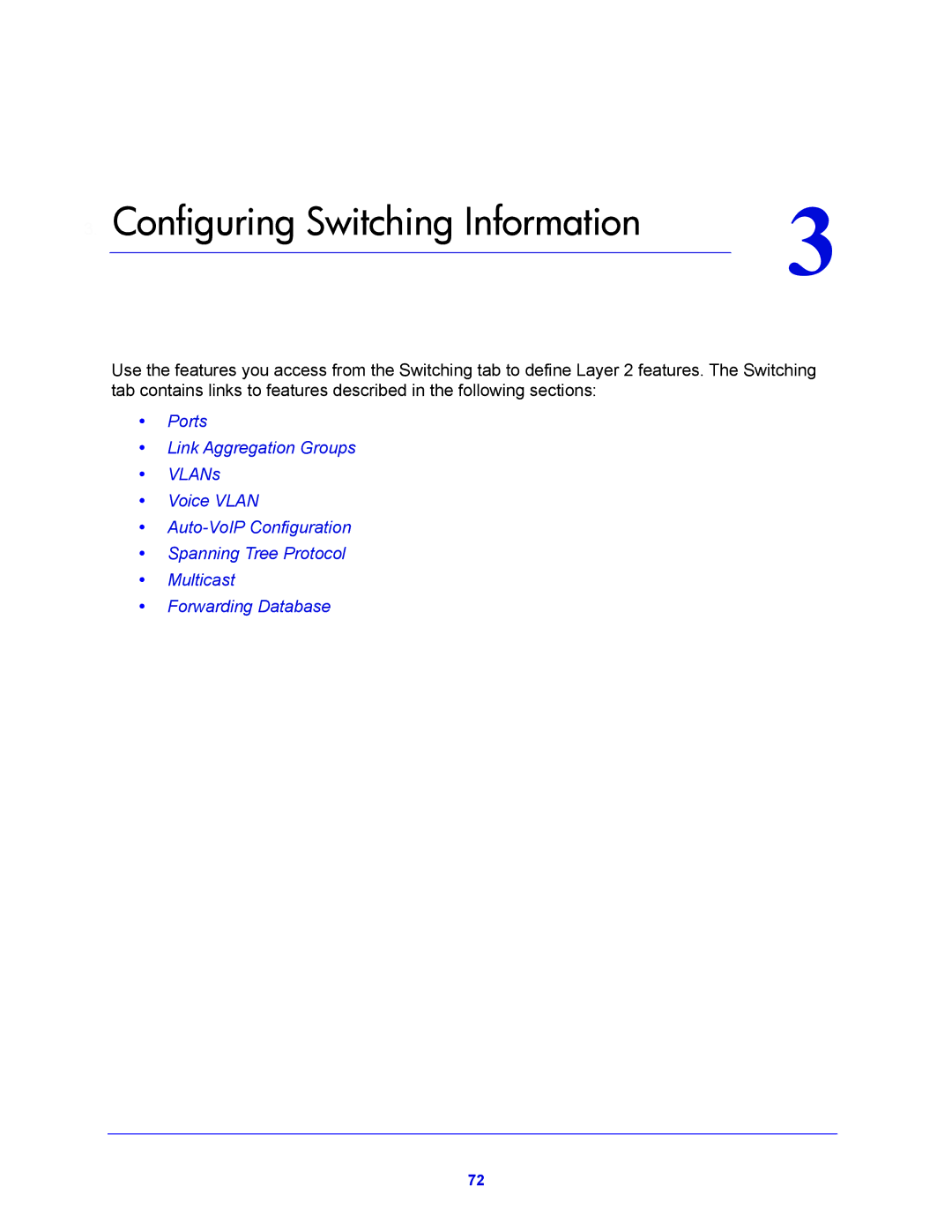 NETGEAR GS752TP, GS728TPP manual Configuring Switching Information 