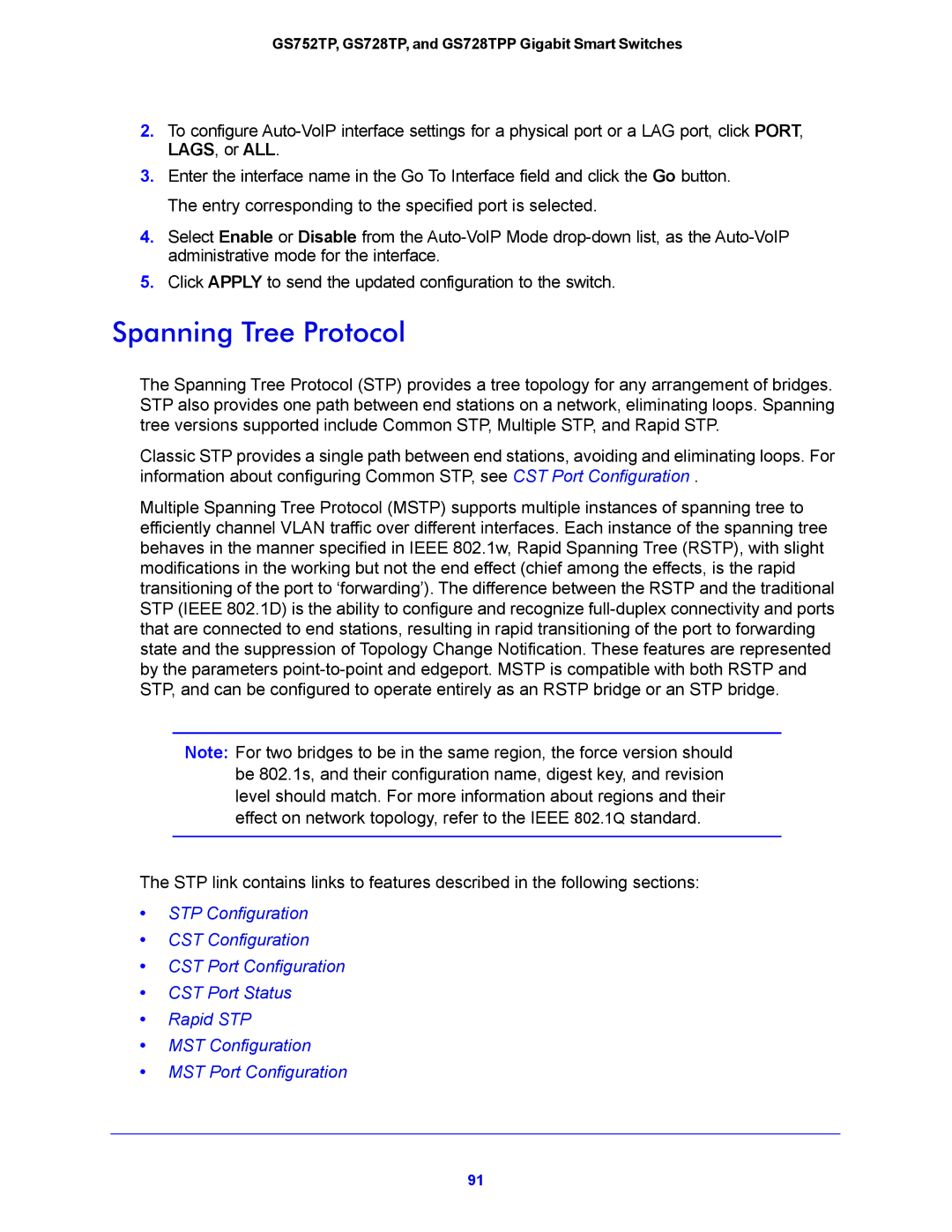 NETGEAR GS728TPP, GS752TP manual Spanning Tree Protocol 