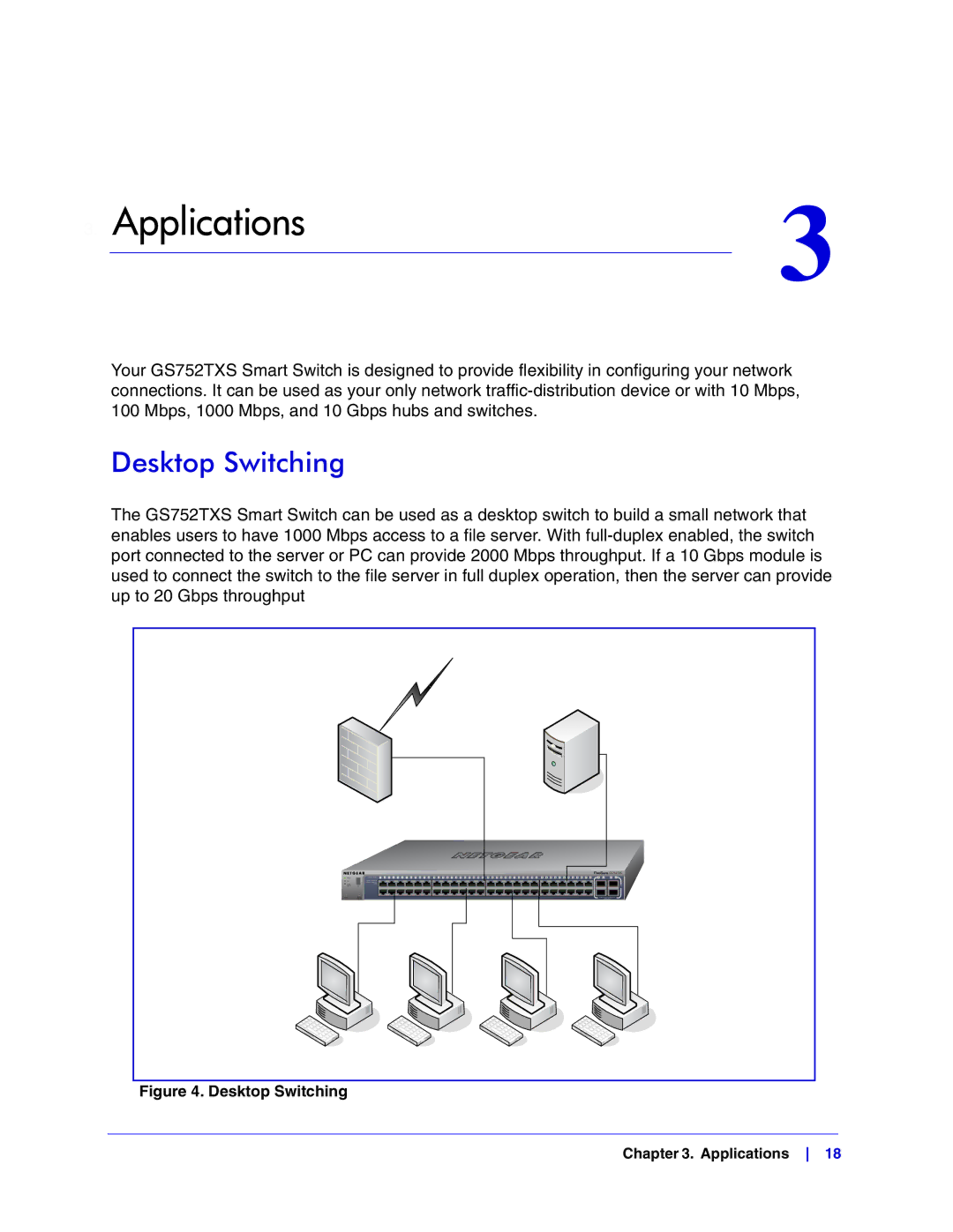 NETGEAR GS752TXS manual Applications, Desktop Switching 