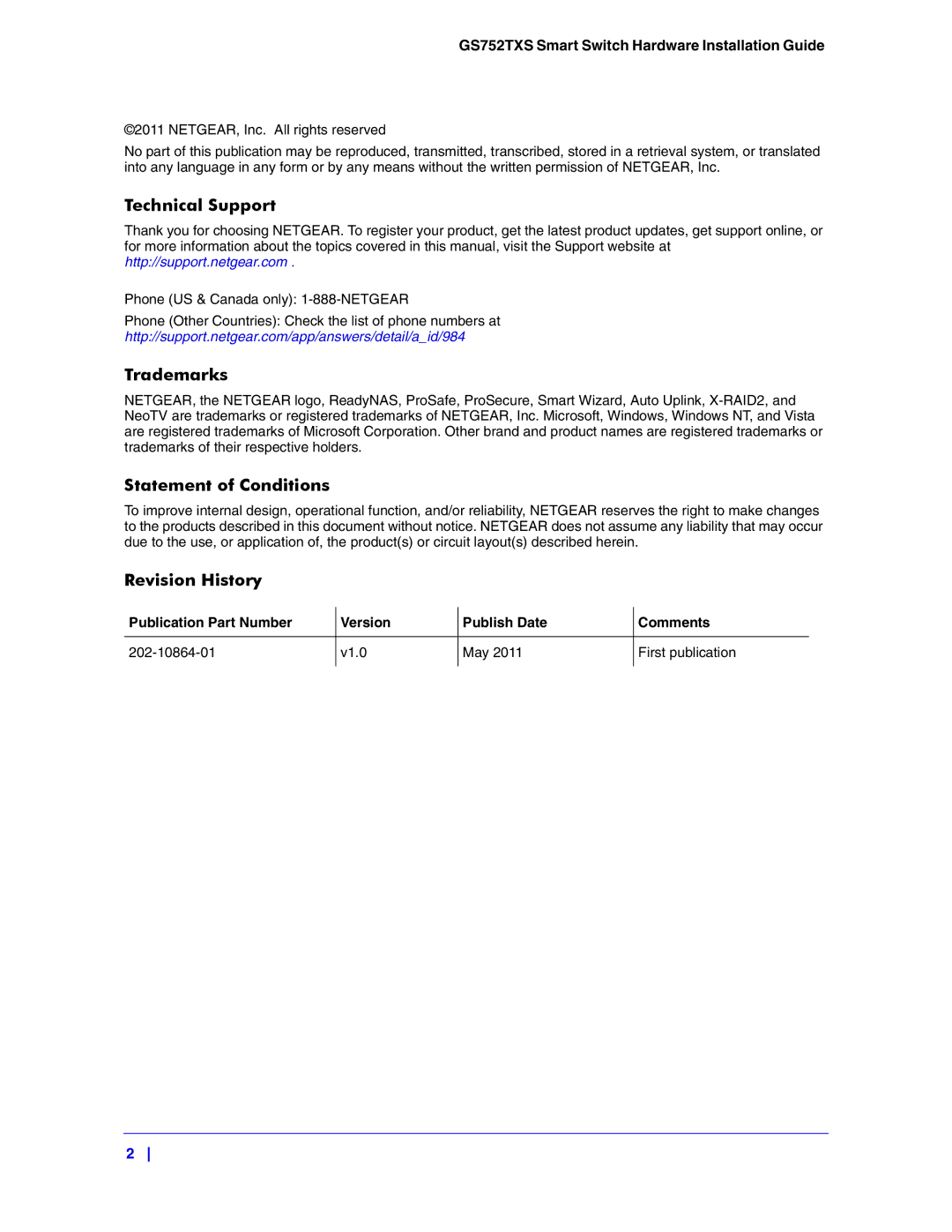 NETGEAR GS752TXS manual Technical Support 