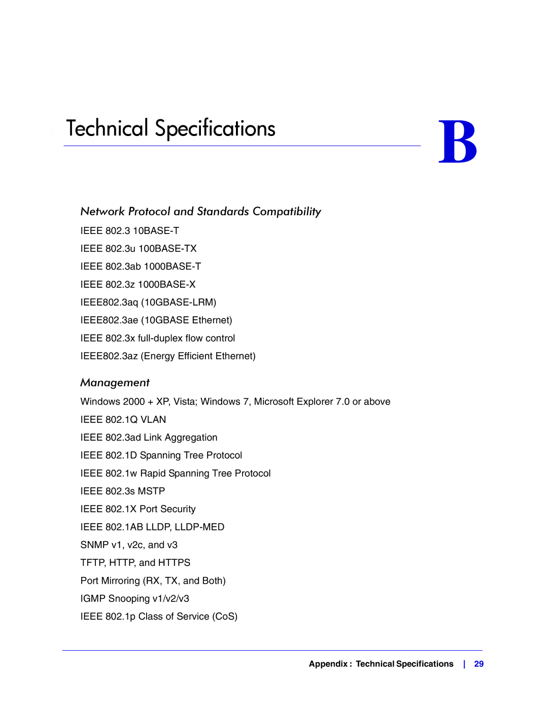 NETGEAR GS752TXS manual Technical Specifications 