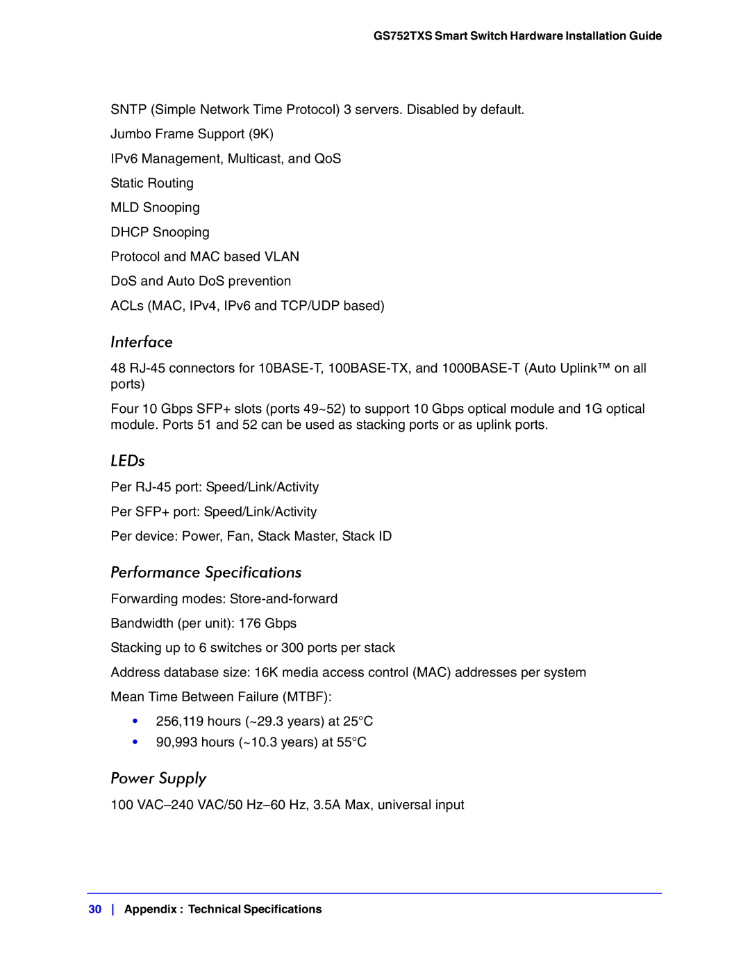 NETGEAR GS752TXS manual Interface 