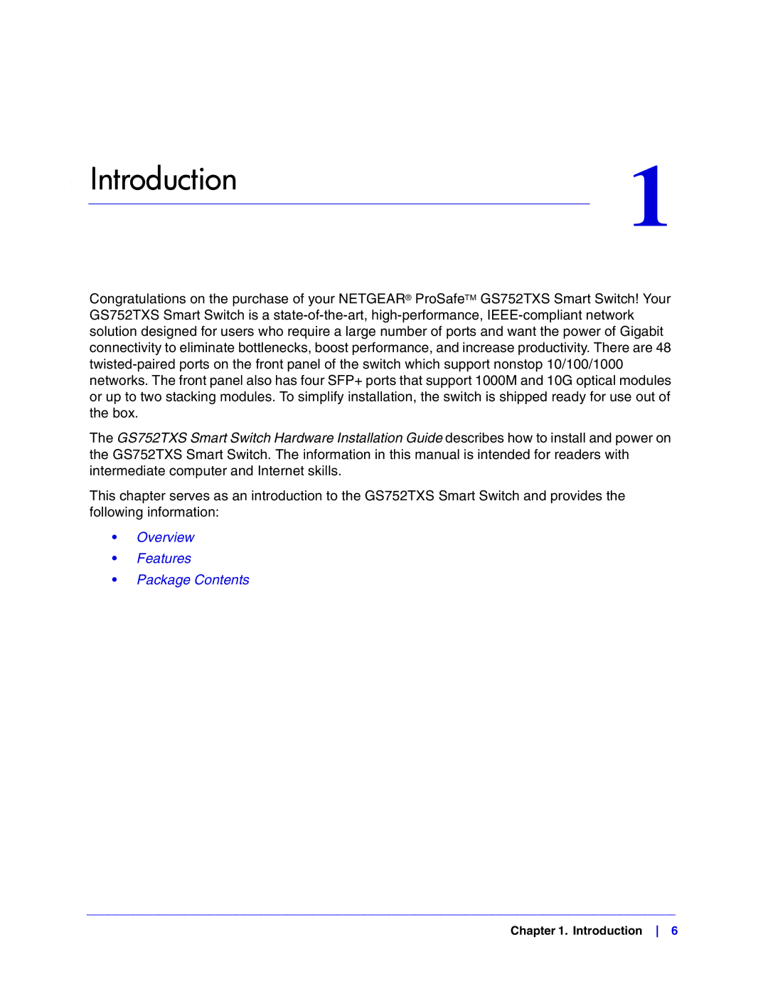 NETGEAR GS752TXS manual Introduction 