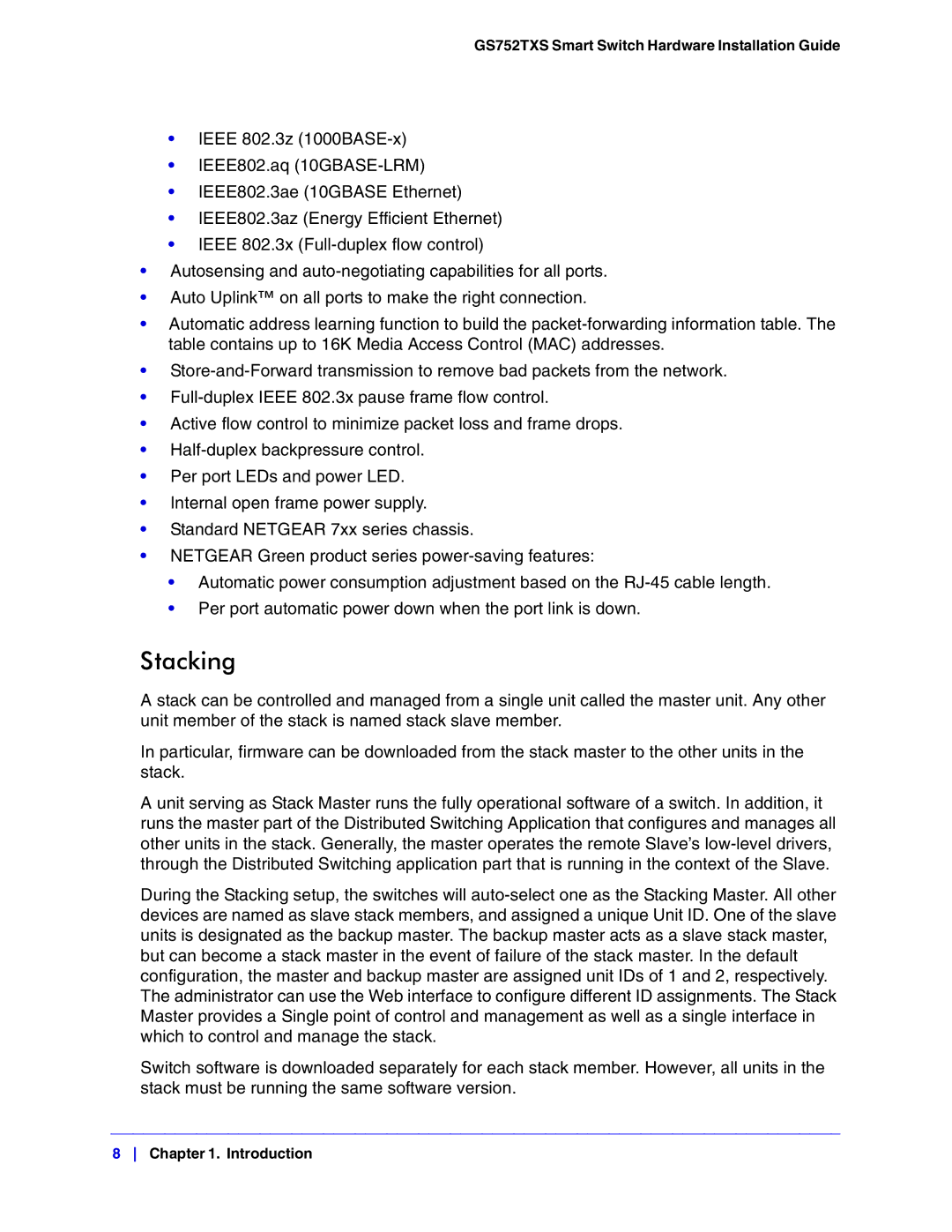 NETGEAR GS752TXS manual Stacking 