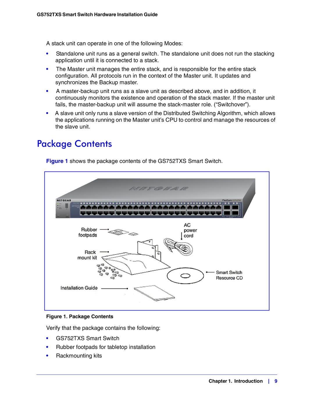 NETGEAR GS752TXS manual Package Contents 