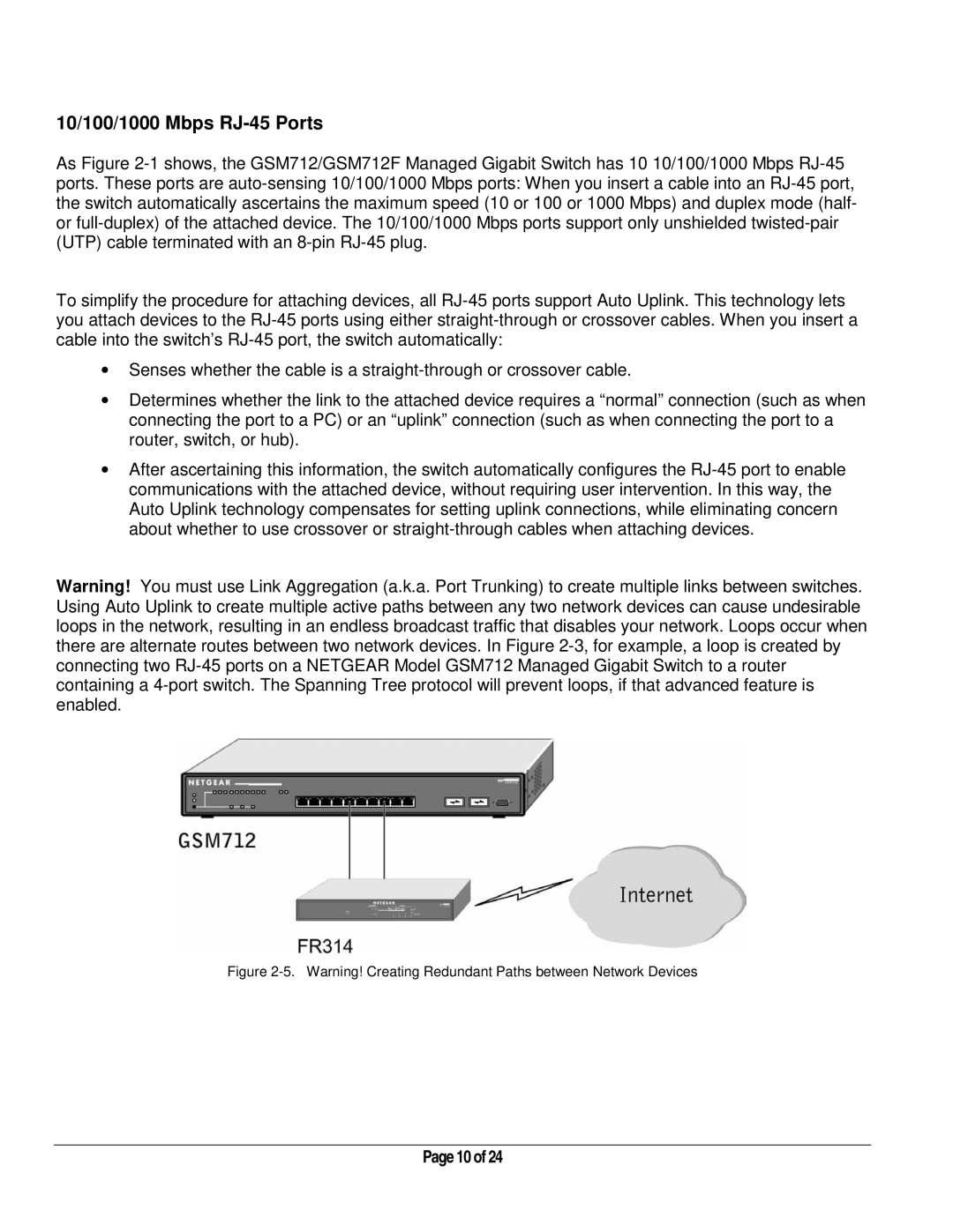 NETGEAR GSM712 manual 10/100/1000 Mbps RJ-45 Ports 