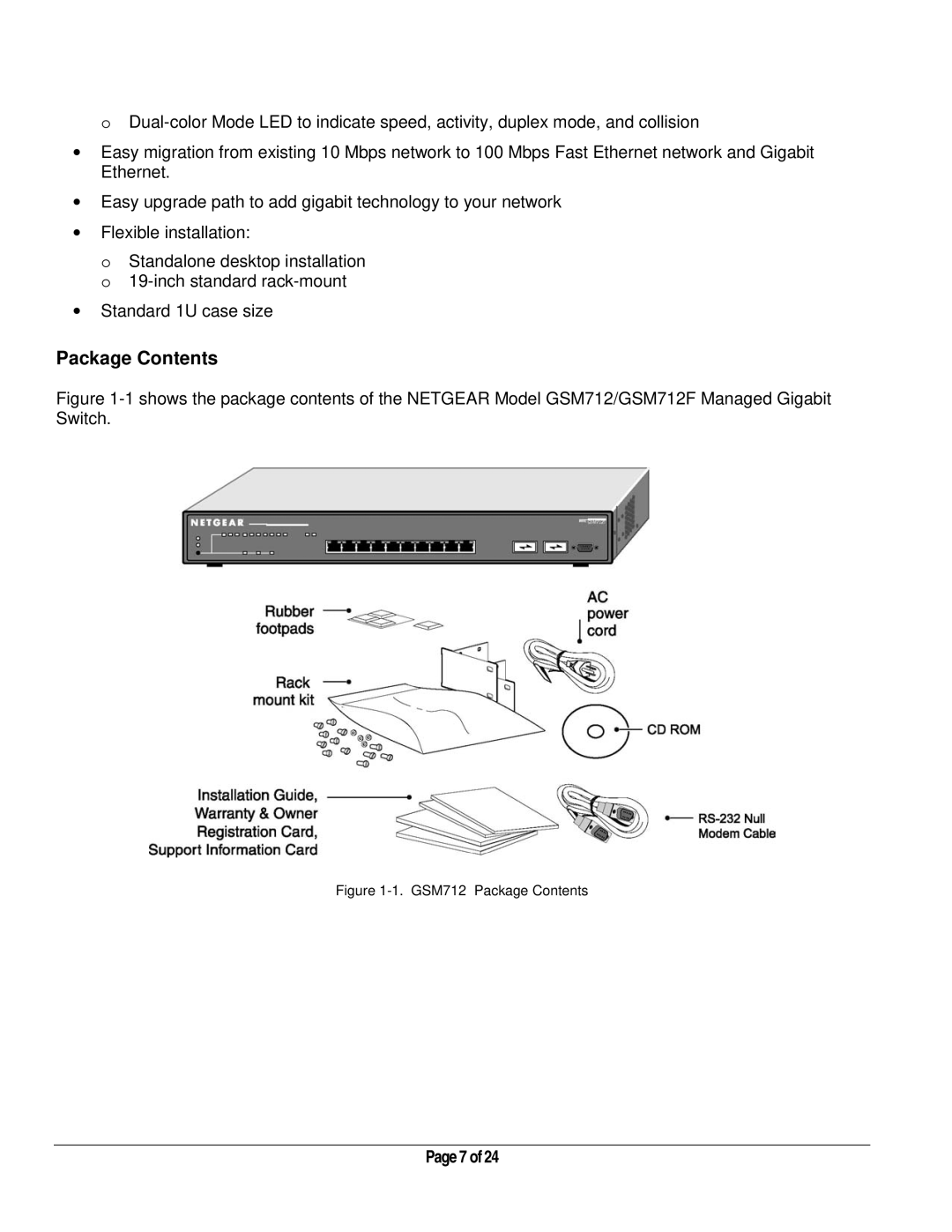 NETGEAR manual GSM712 Package Contents 