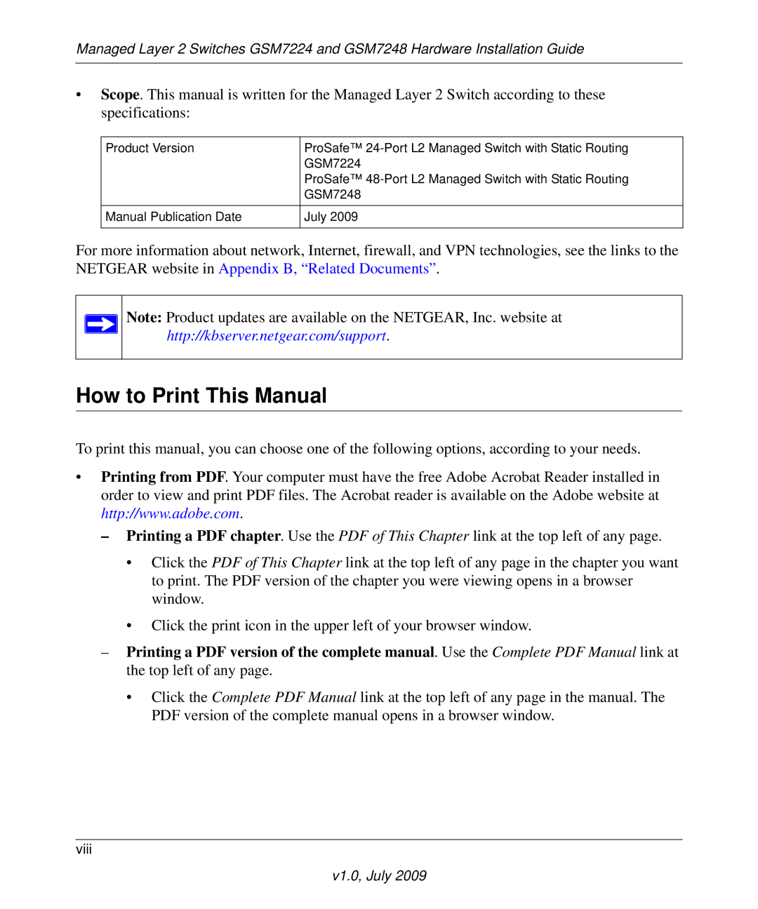 NETGEAR GSM7248, GSM7224 manual How to Print This Manual 