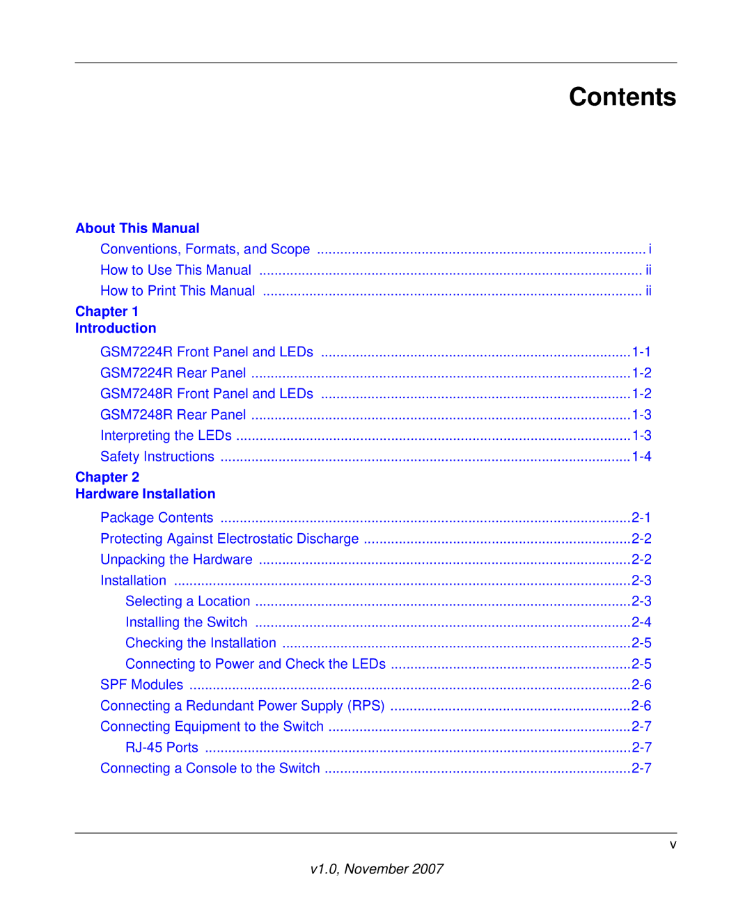 NETGEAR GSM7248R manual Contents 