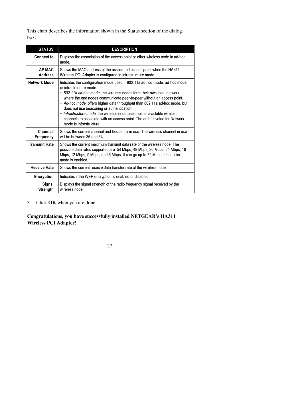 NETGEAR HA311 manual Click OK when you are done 