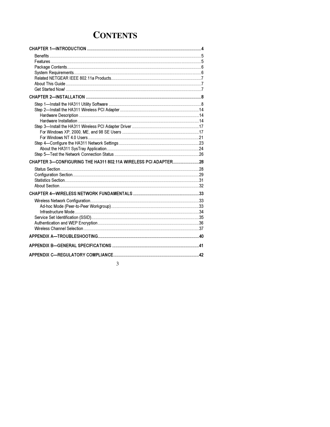 NETGEAR HA311 manual Contents 