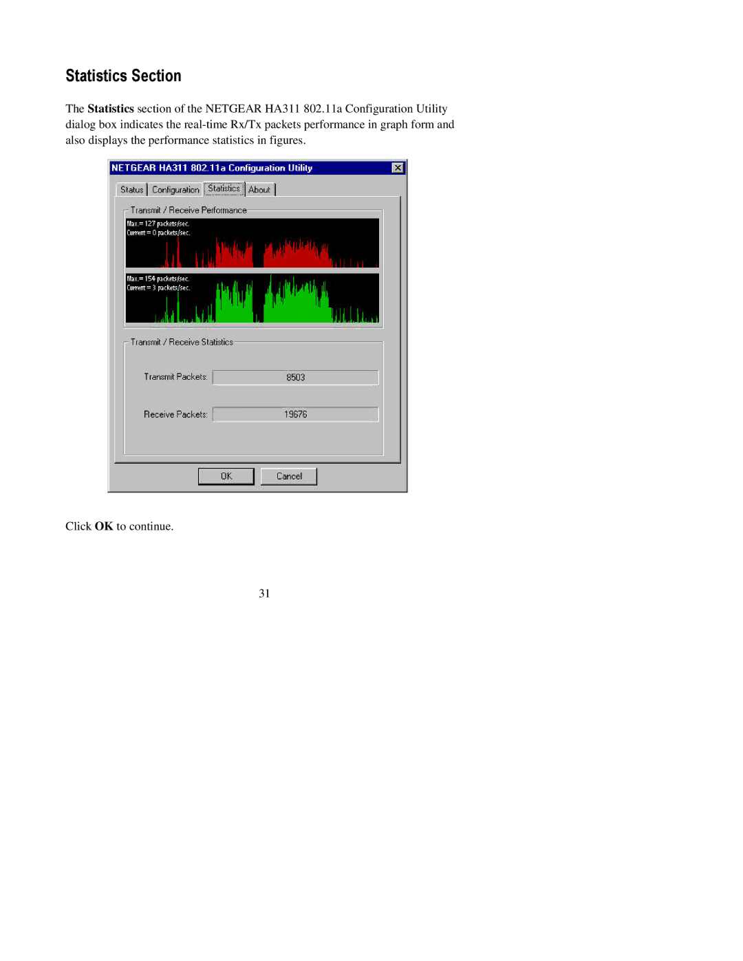 NETGEAR HA311 manual Statistics Section 