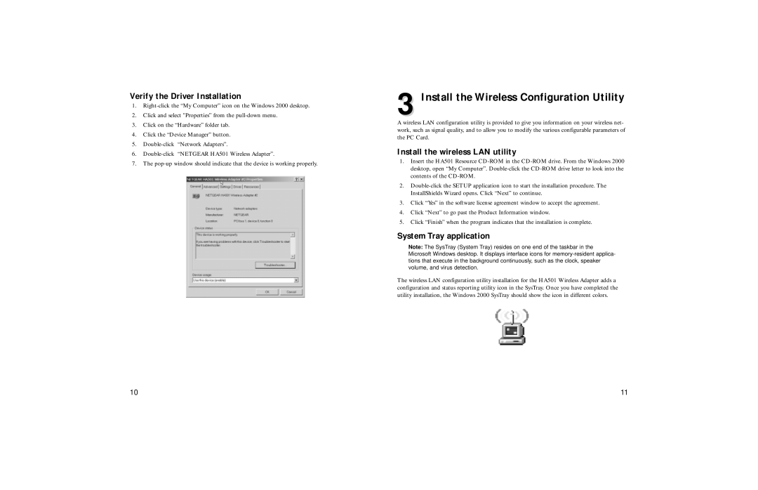 NETGEAR HA501 Install the Wireless Configuration Utility, Verify the Driver Installation, Install the wireless LAN utility 