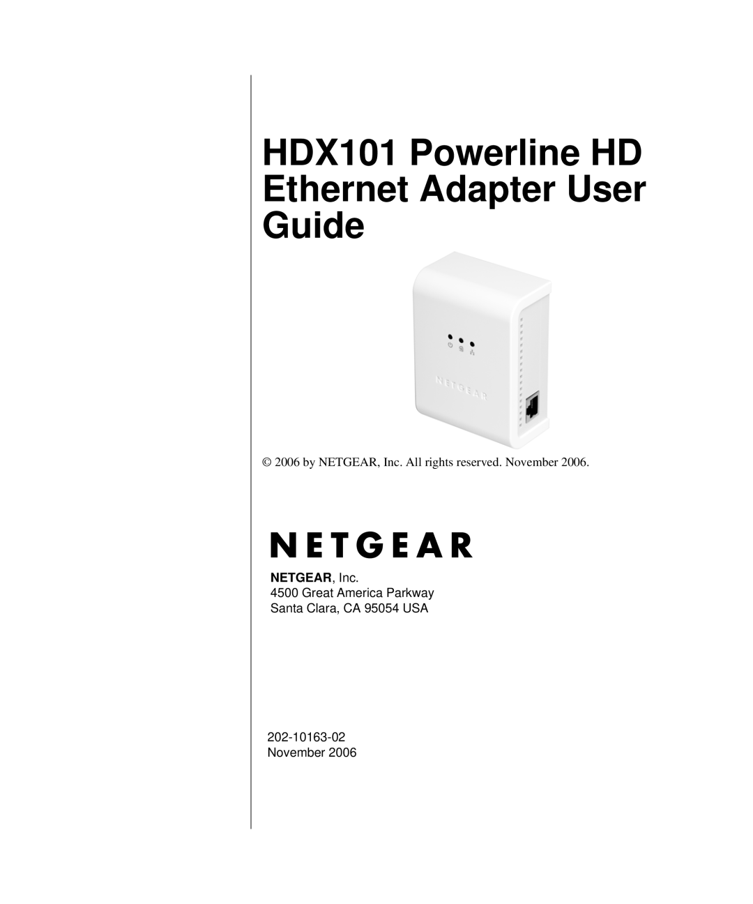 NETGEAR manual HDX101 Powerline HD Ethernet Adapter User Guide 