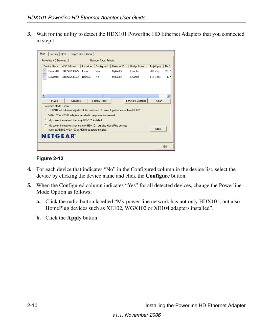 NETGEAR manual HDX101 Powerline HD Ethernet Adapter User Guide 