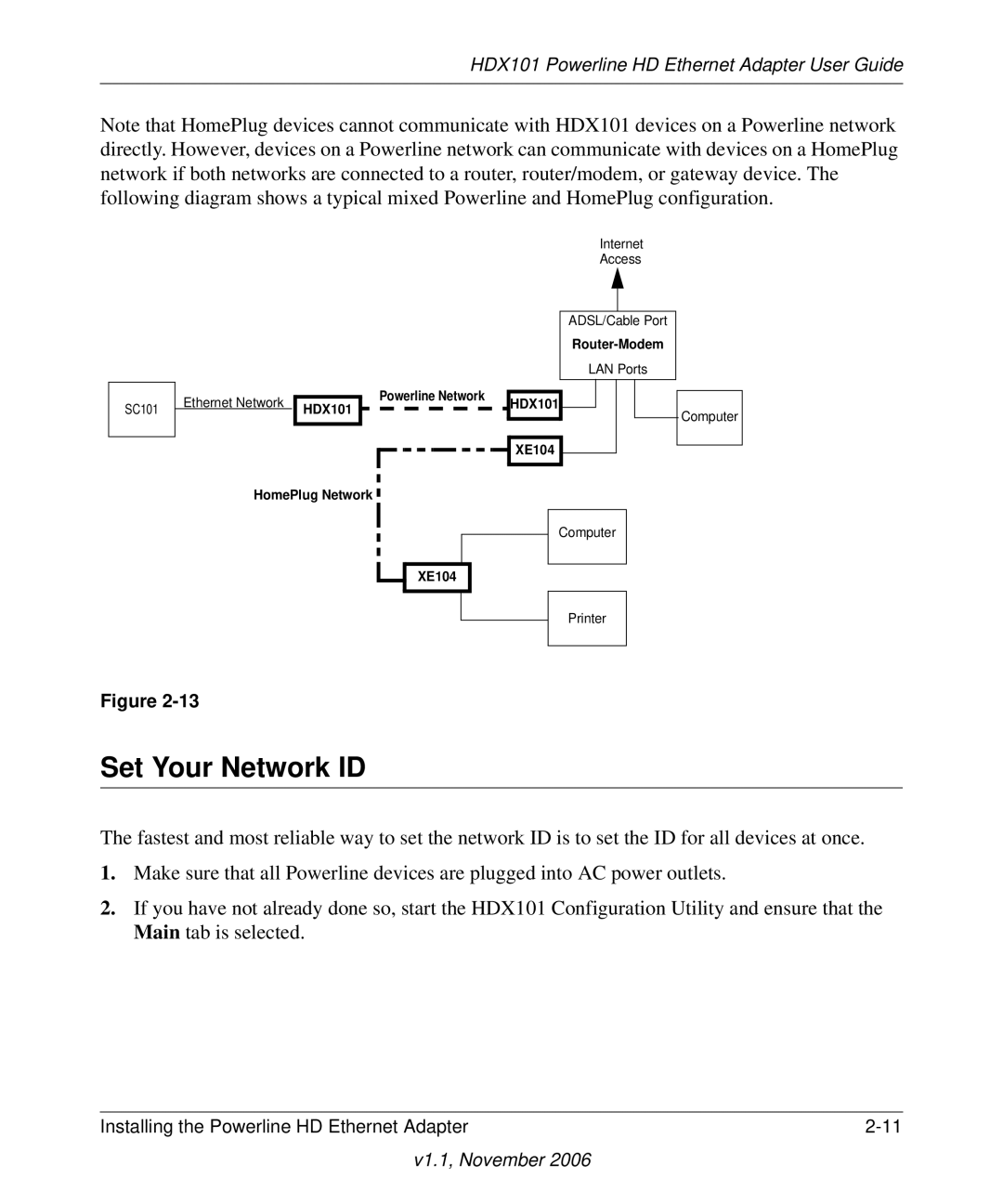 NETGEAR HDX101 manual Set Your Network ID 