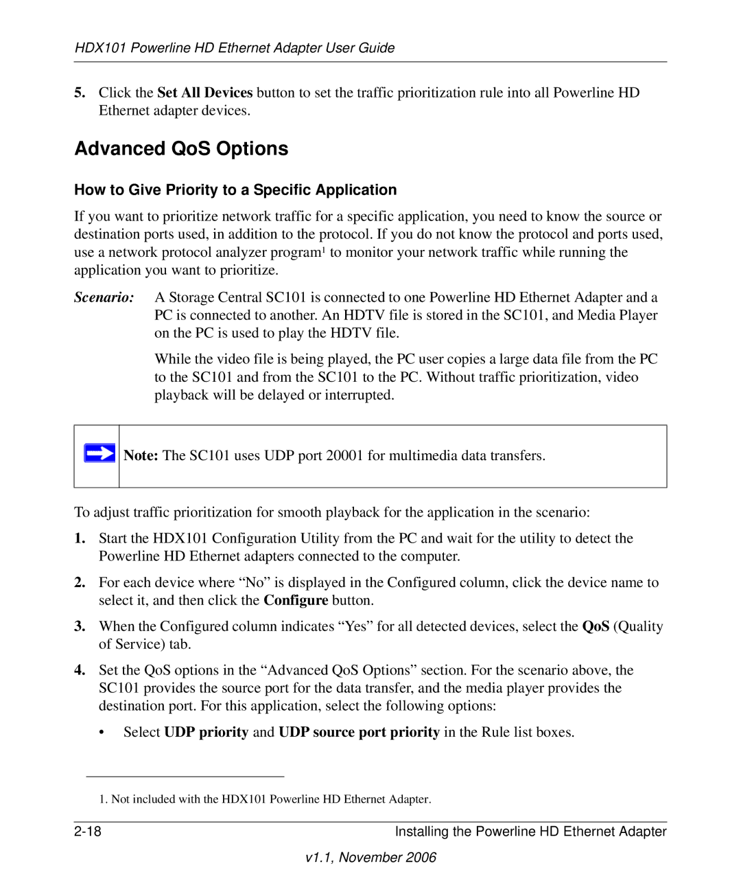 NETGEAR HDX101 manual Advanced QoS Options, How to Give Priority to a Specific Application 