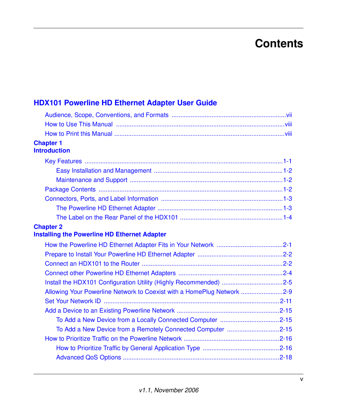 NETGEAR HDX101 manual Contents 