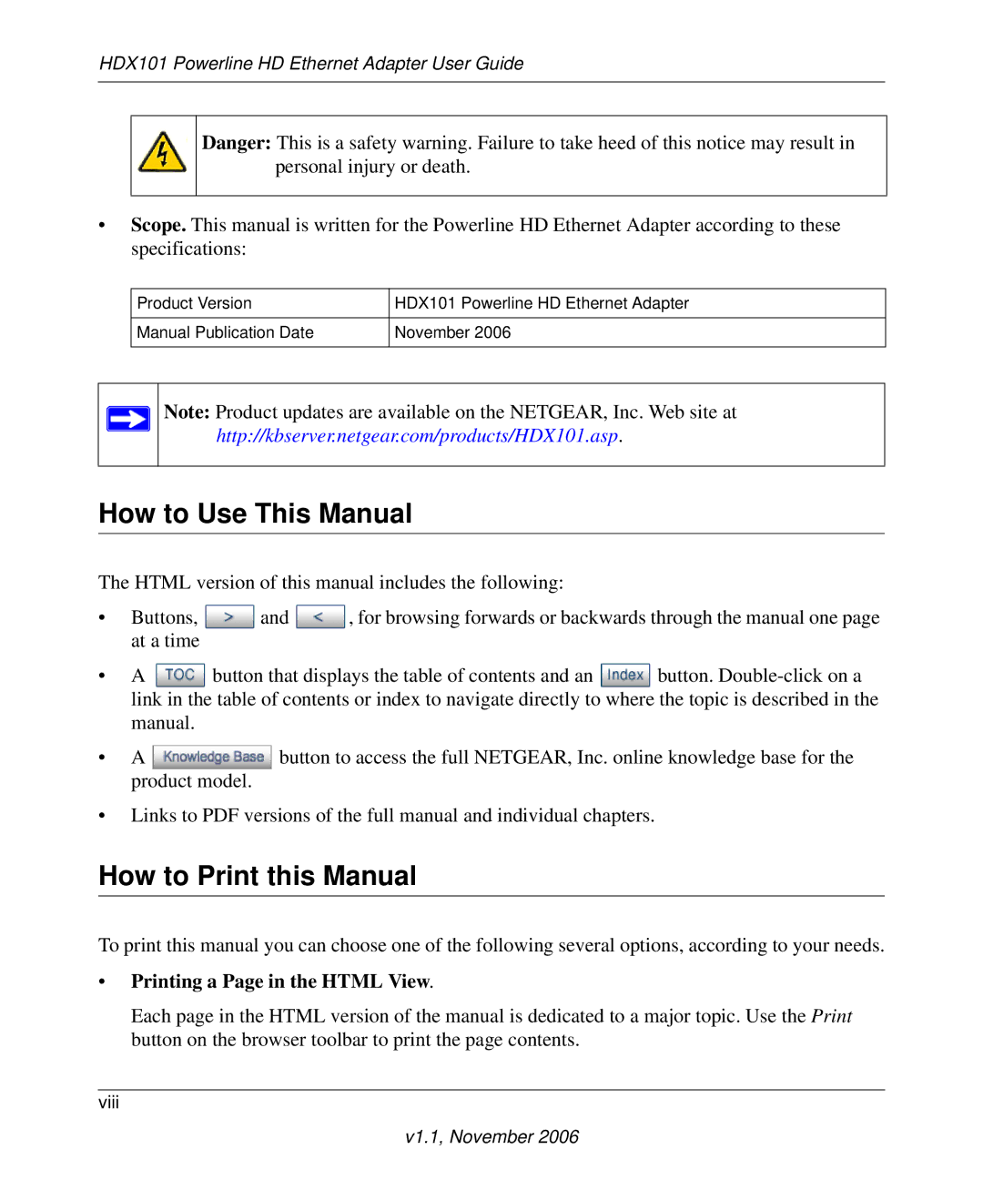 NETGEAR HDX101 manual How to Use This Manual, How to Print this Manual 