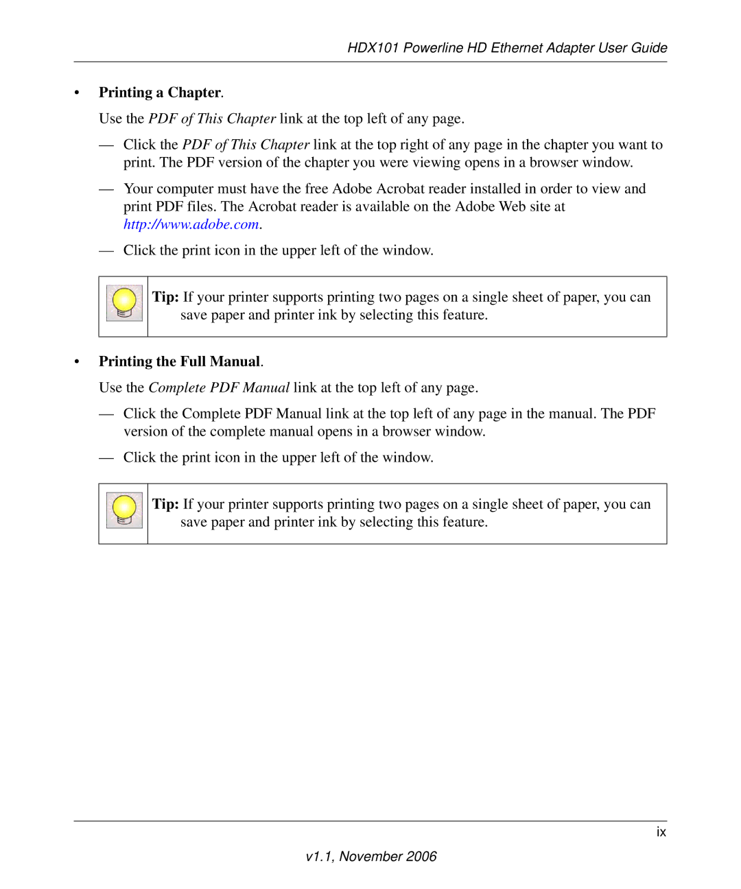 NETGEAR HDX101 manual Printing a Chapter 