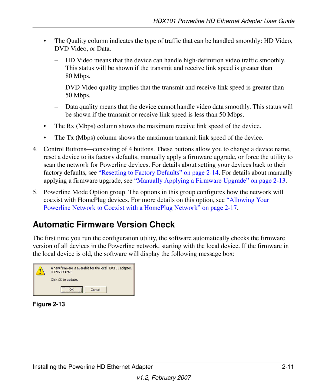 NETGEAR HDX101 manual Automatic Firmware Version Check 