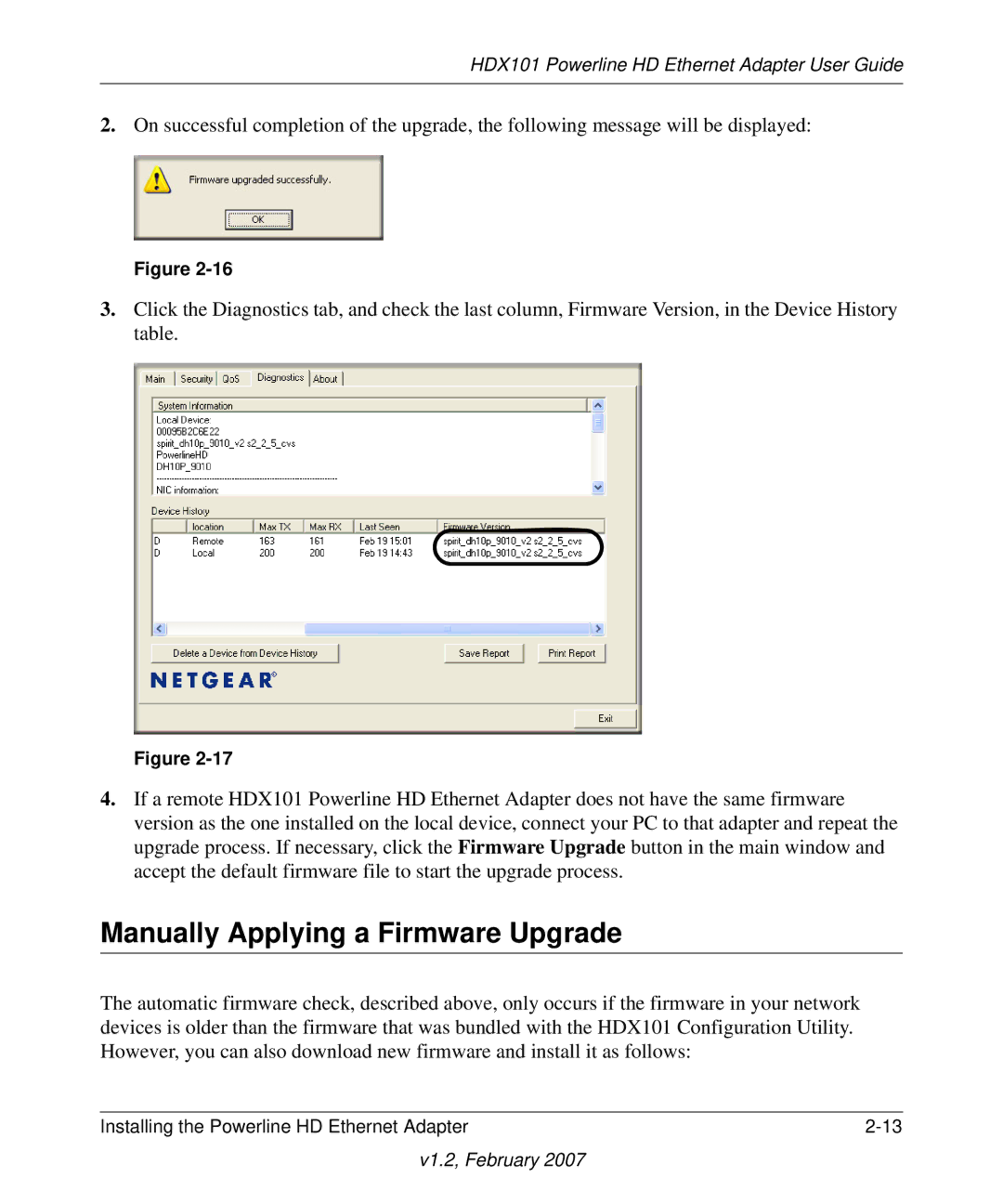 NETGEAR HDX101 manual Manually Applying a Firmware Upgrade 