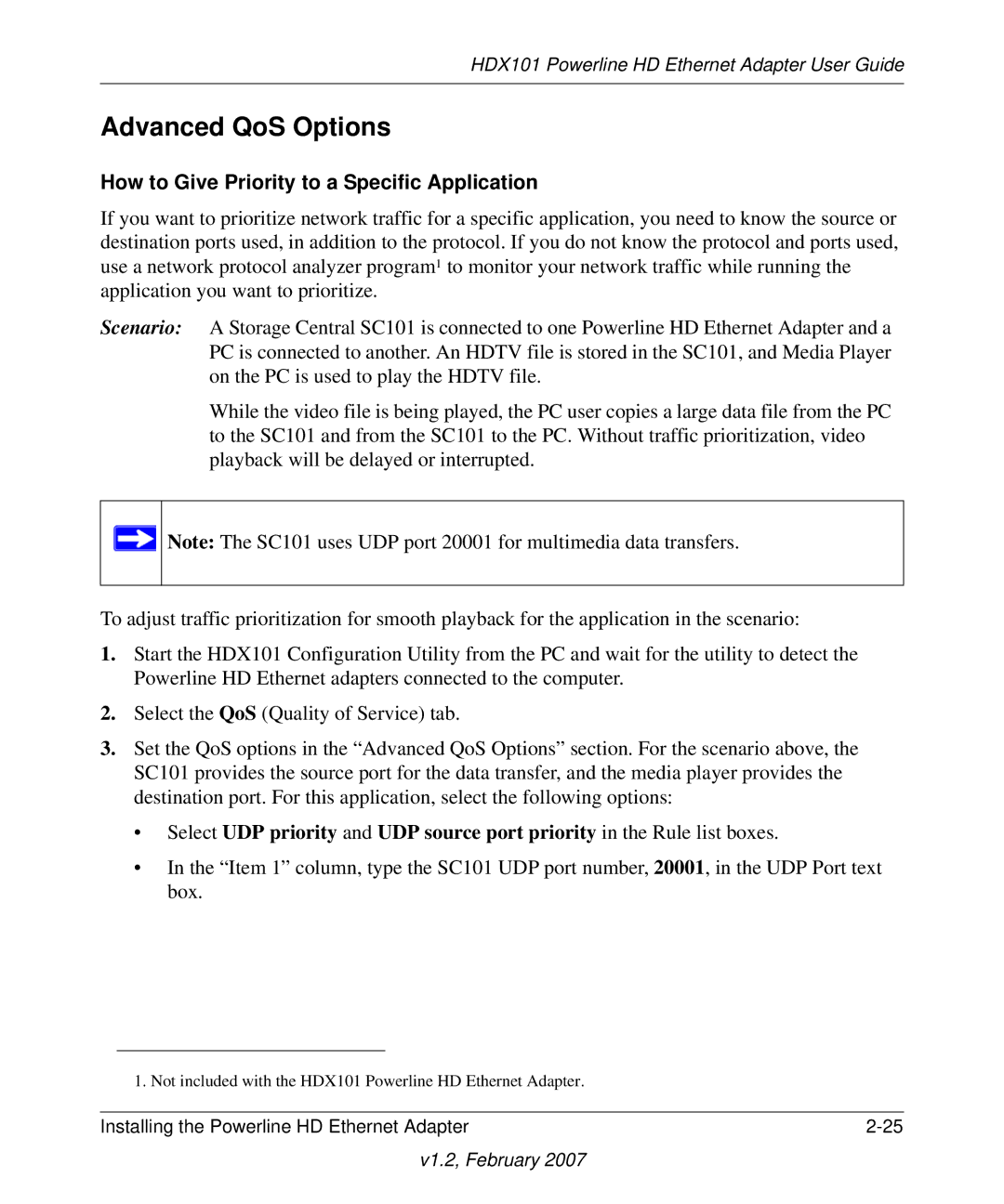 NETGEAR HDX101 manual Advanced QoS Options, How to Give Priority to a Specific Application 