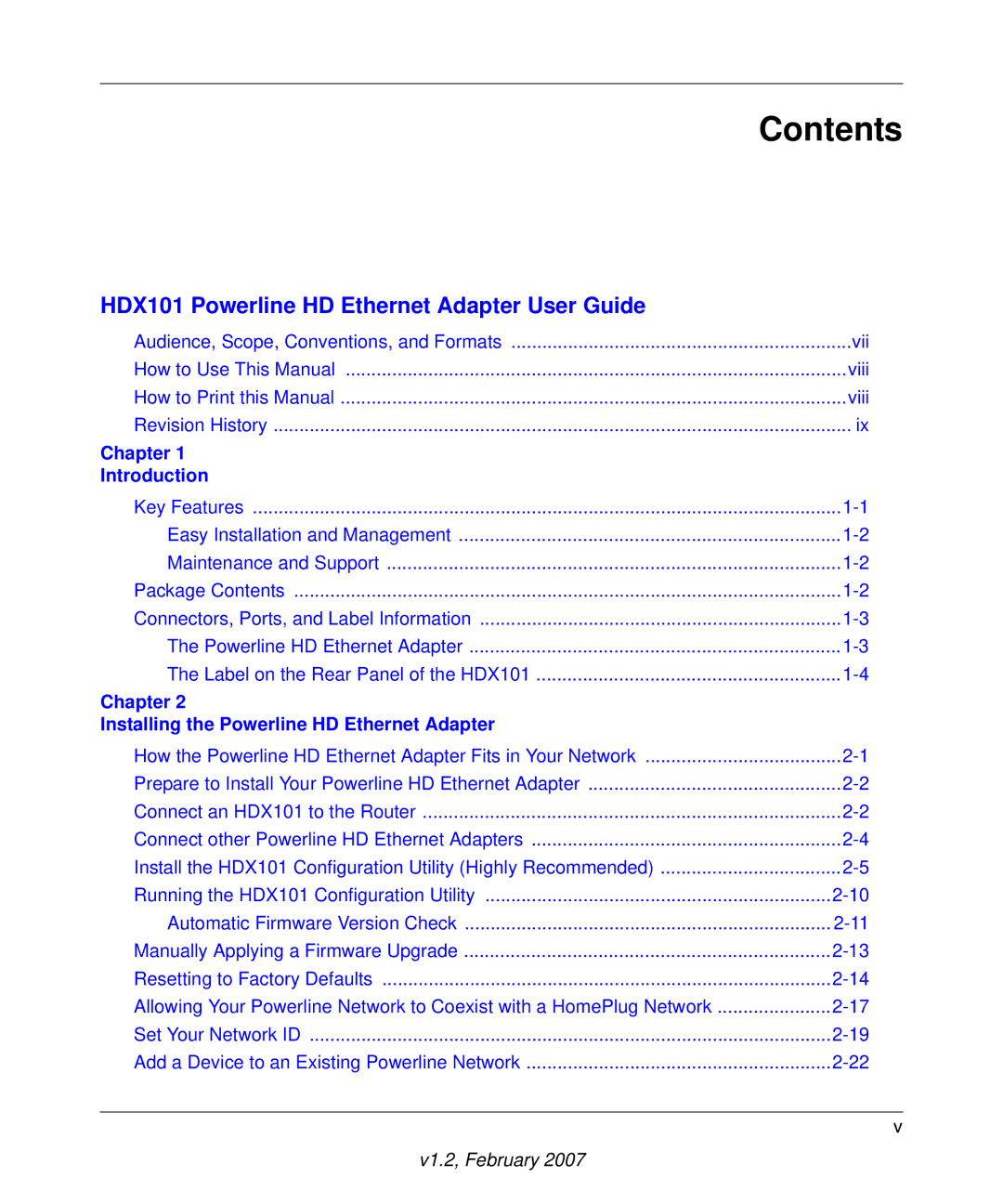 NETGEAR HDX101 manual Contents 