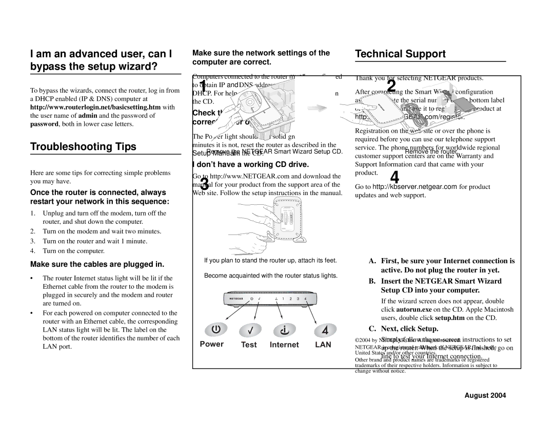 NETGEAR Home Router manual Technical Support 