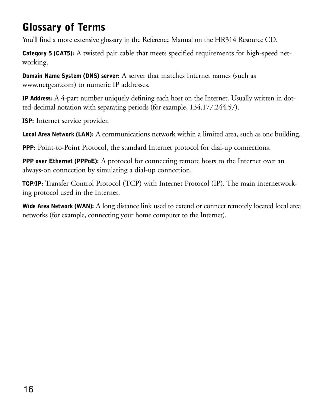 NETGEAR HR314 manual Glossary of Terms 