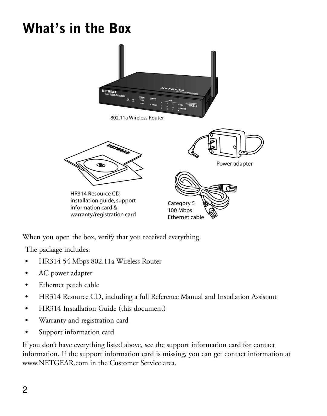 NETGEAR HR314 manual What’s in the Box 