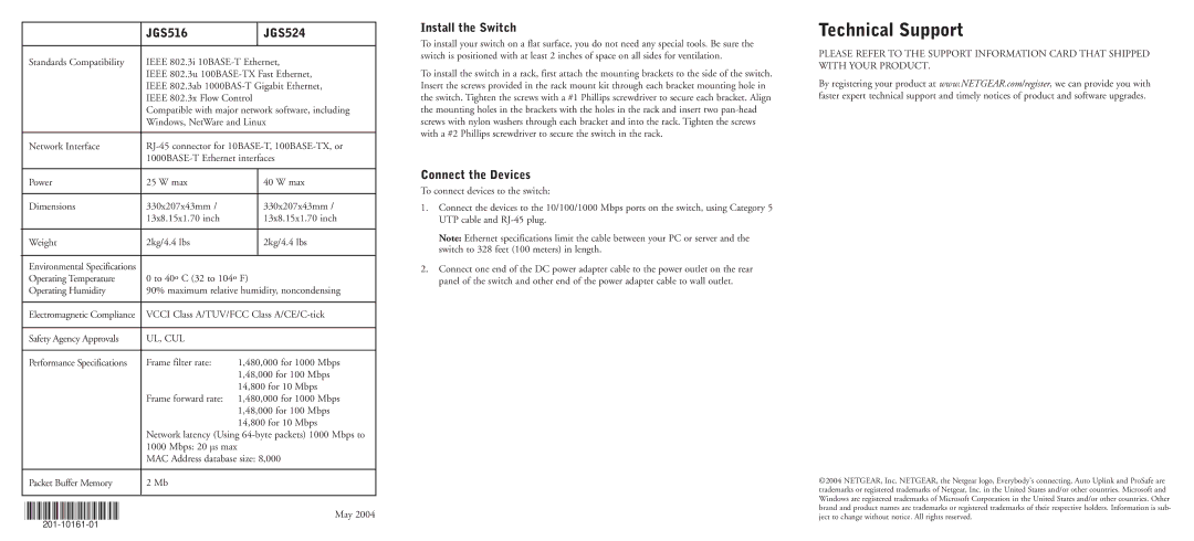 NETGEAR manual JGS516 JGS524, Install the Switch, Connect the Devices 