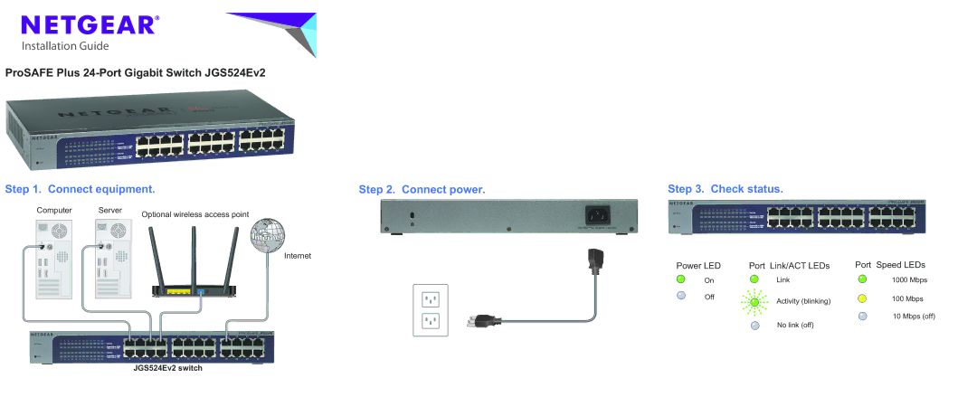 NETGEAR JGS524Ev2 manual Installation Guide 